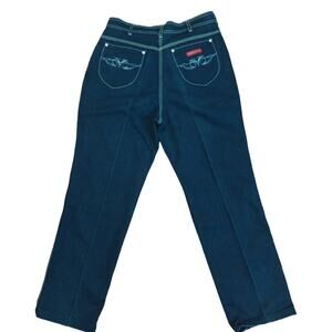 Braxton Womens Jeans 80s High Waist Sz. 16 Dark Blue Triple Stitch